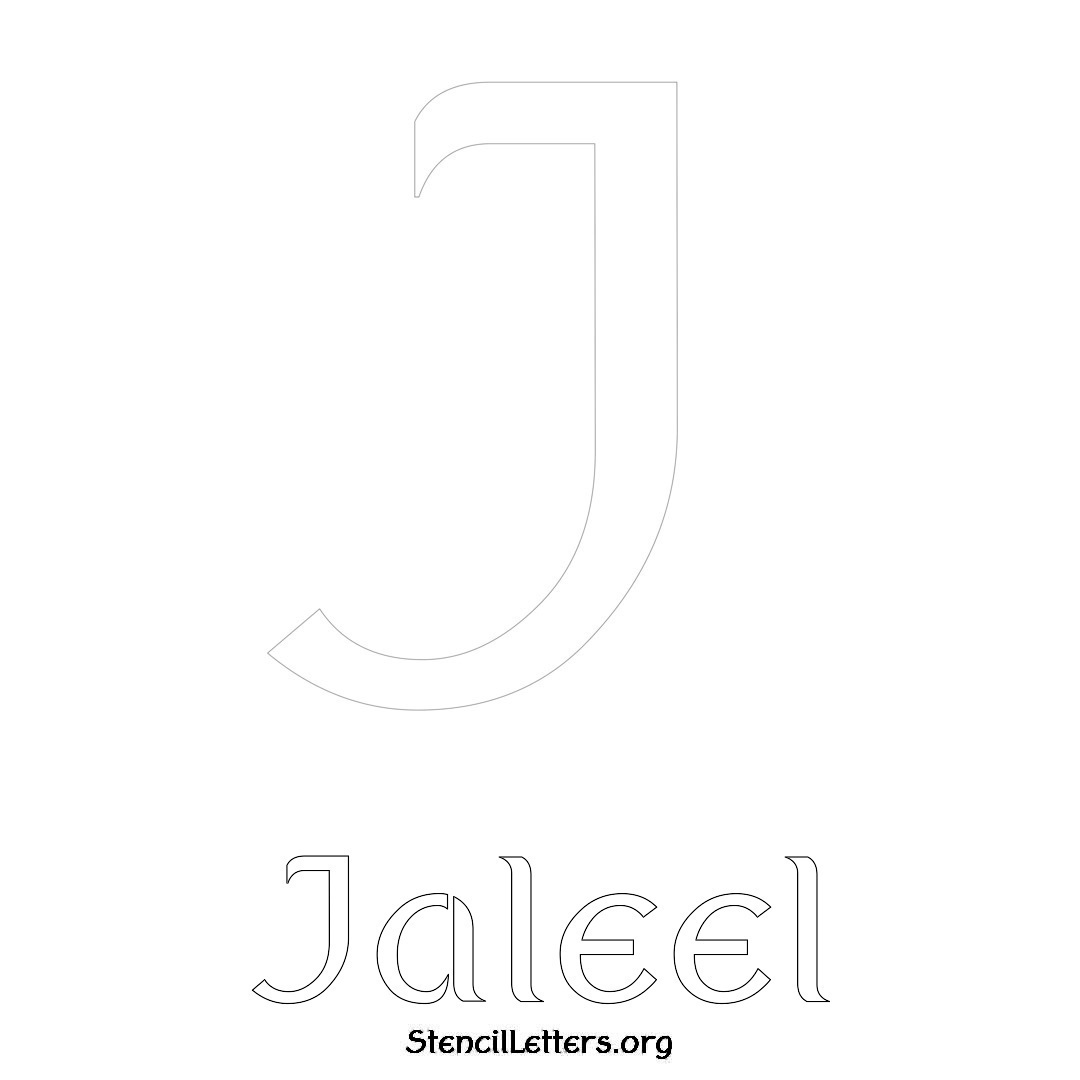 Jaleel printable name initial stencil in Ancient Lettering