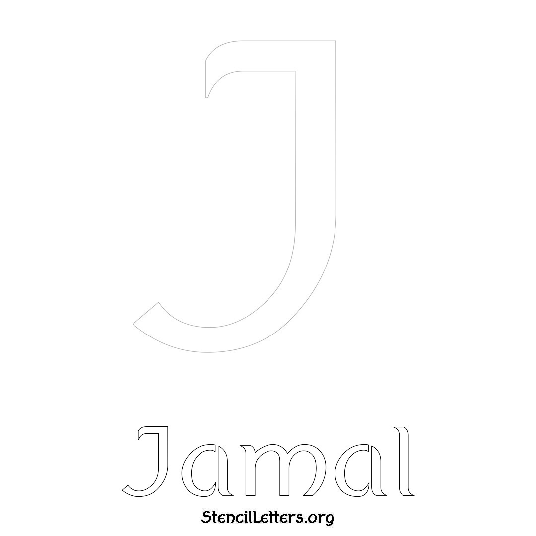 Jamal printable name initial stencil in Ancient Lettering