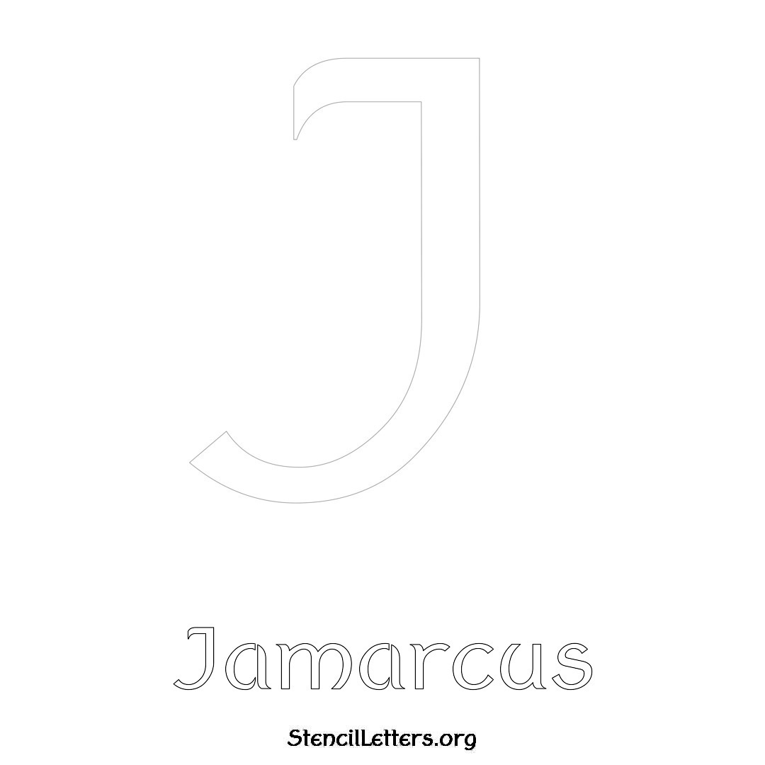 Jamarcus printable name initial stencil in Ancient Lettering