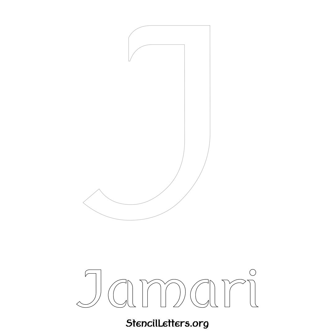 Jamari printable name initial stencil in Ancient Lettering