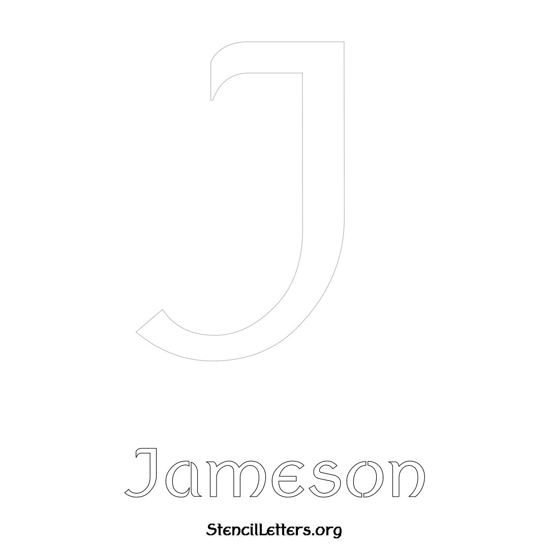 Jameson printable name initial stencil in Ancient Lettering