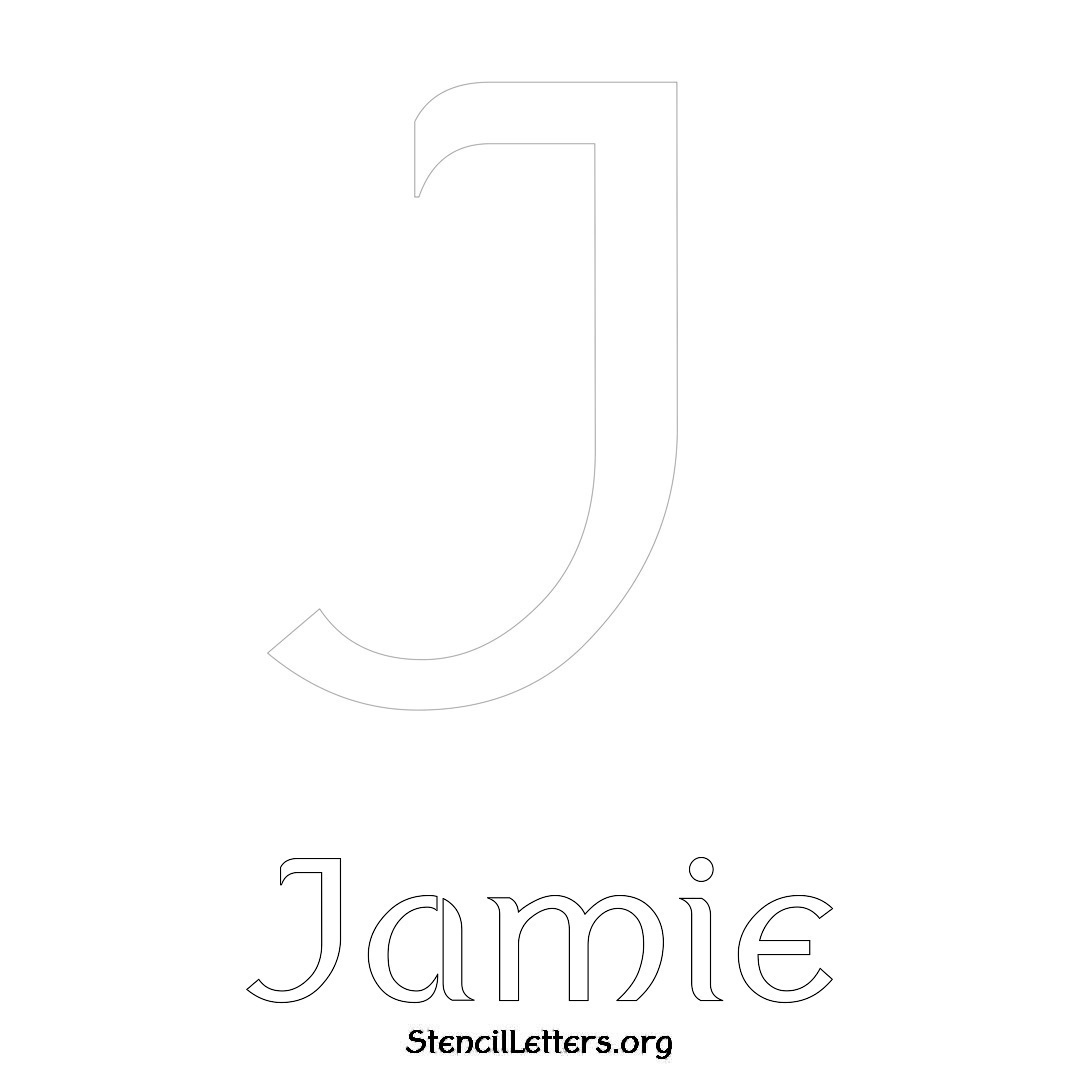 Jamie printable name initial stencil in Ancient Lettering