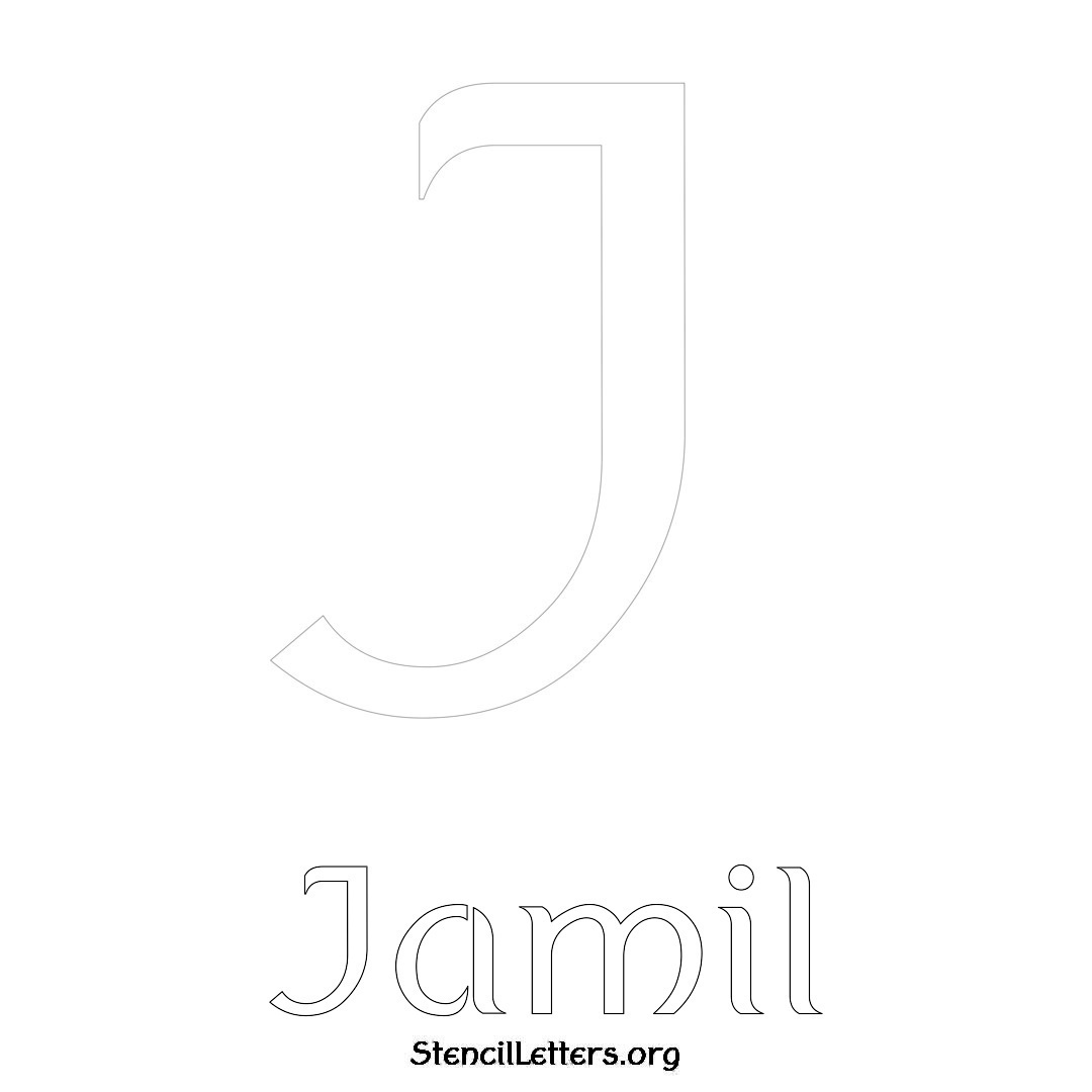 Jamil printable name initial stencil in Ancient Lettering