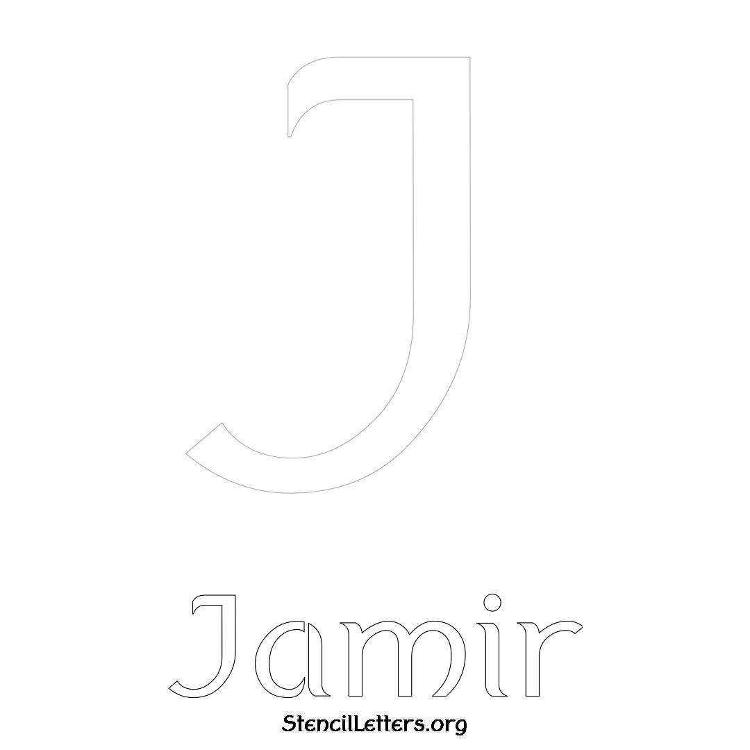 Jamir printable name initial stencil in Ancient Lettering