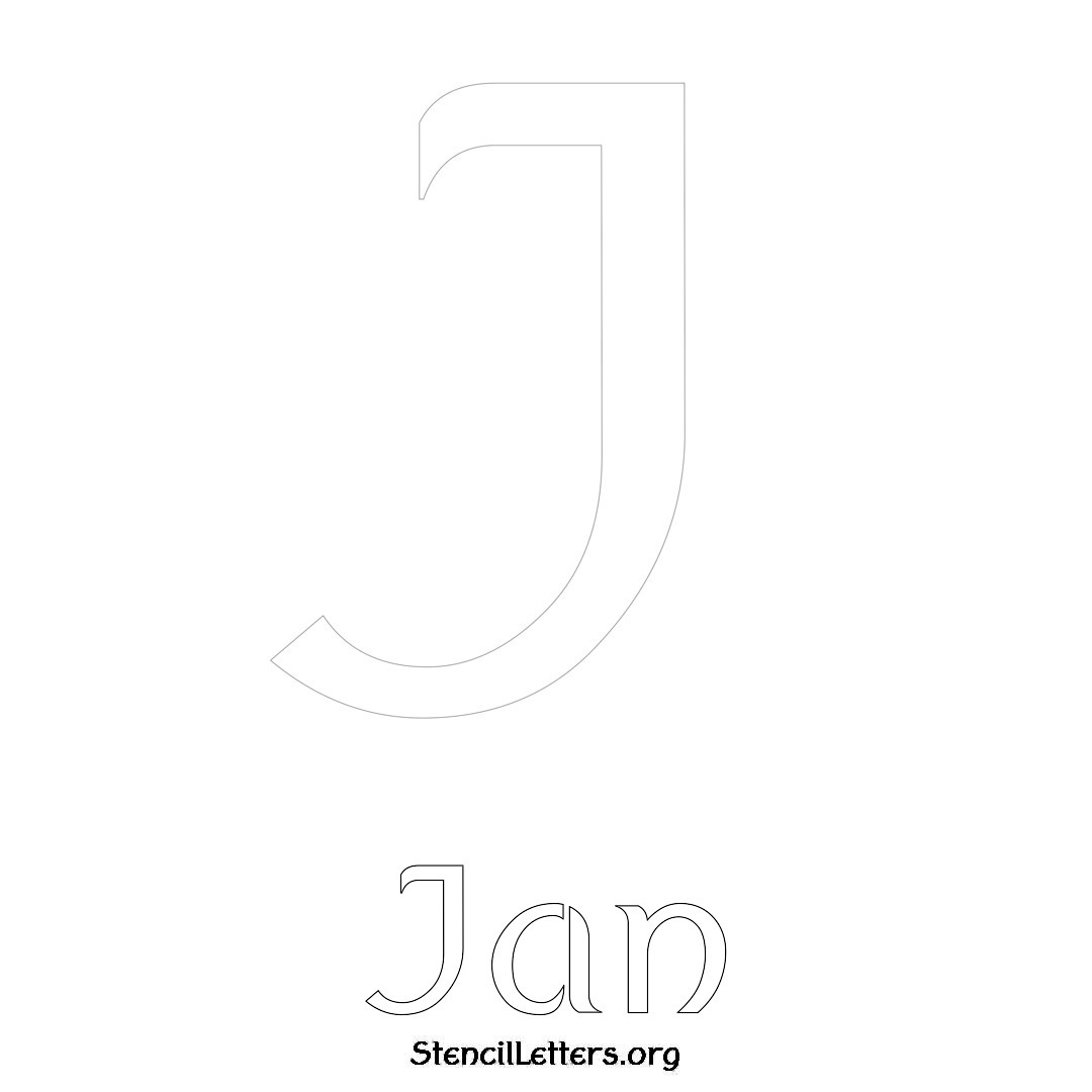 Jan printable name initial stencil in Ancient Lettering