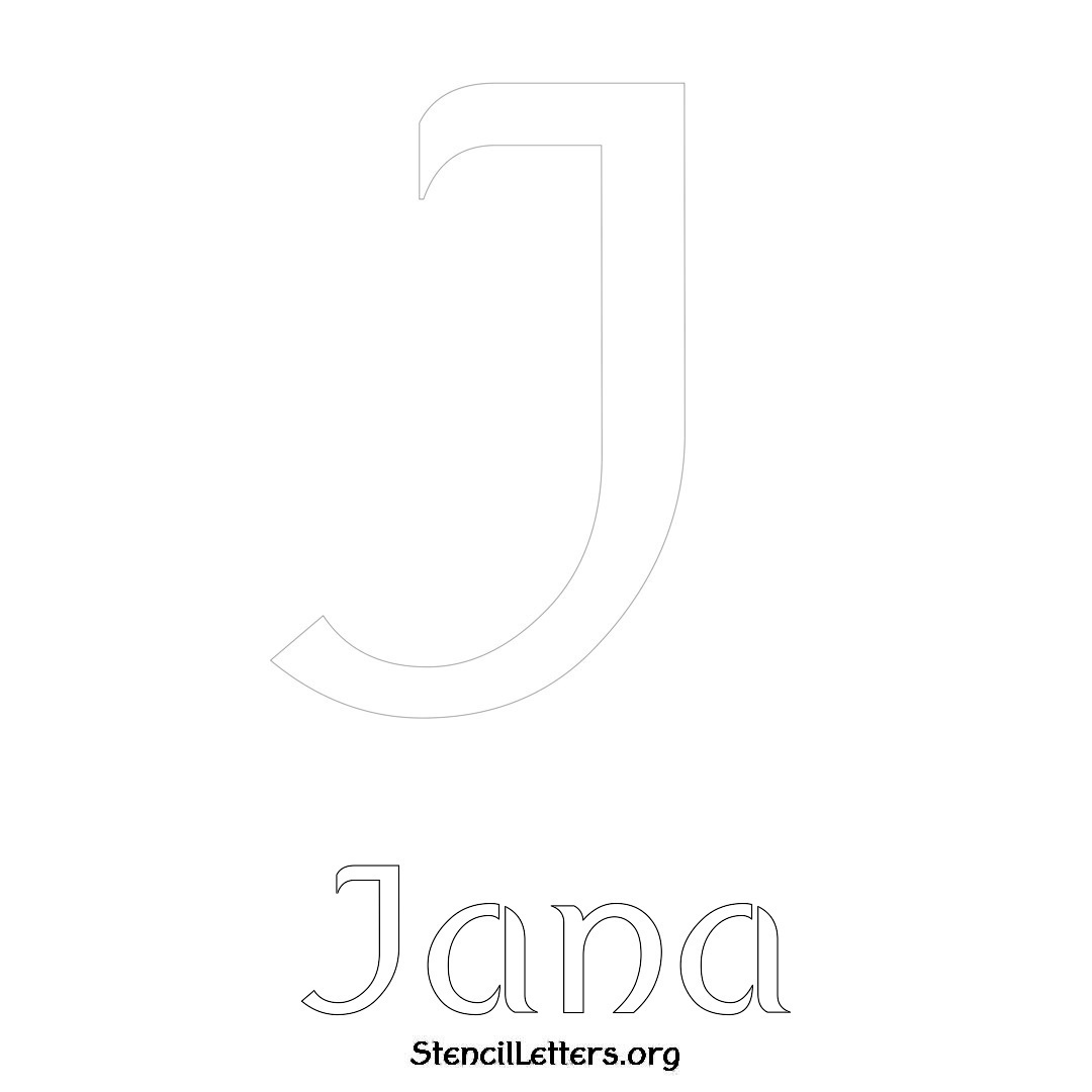 Jana printable name initial stencil in Ancient Lettering