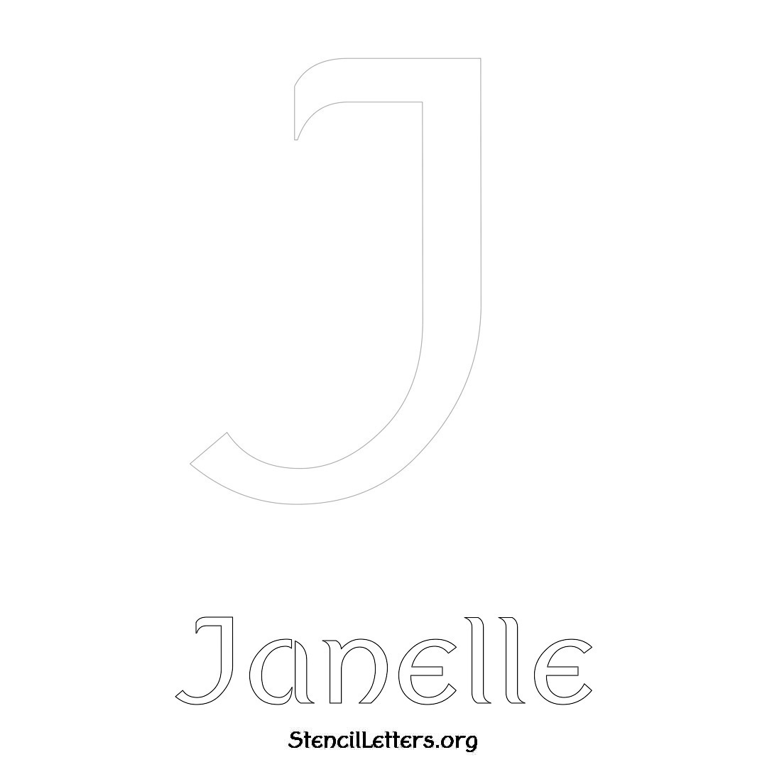 Janelle printable name initial stencil in Ancient Lettering