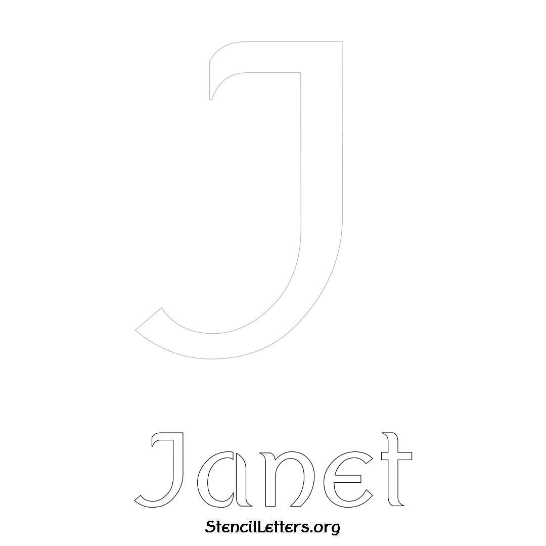 Janet printable name initial stencil in Ancient Lettering