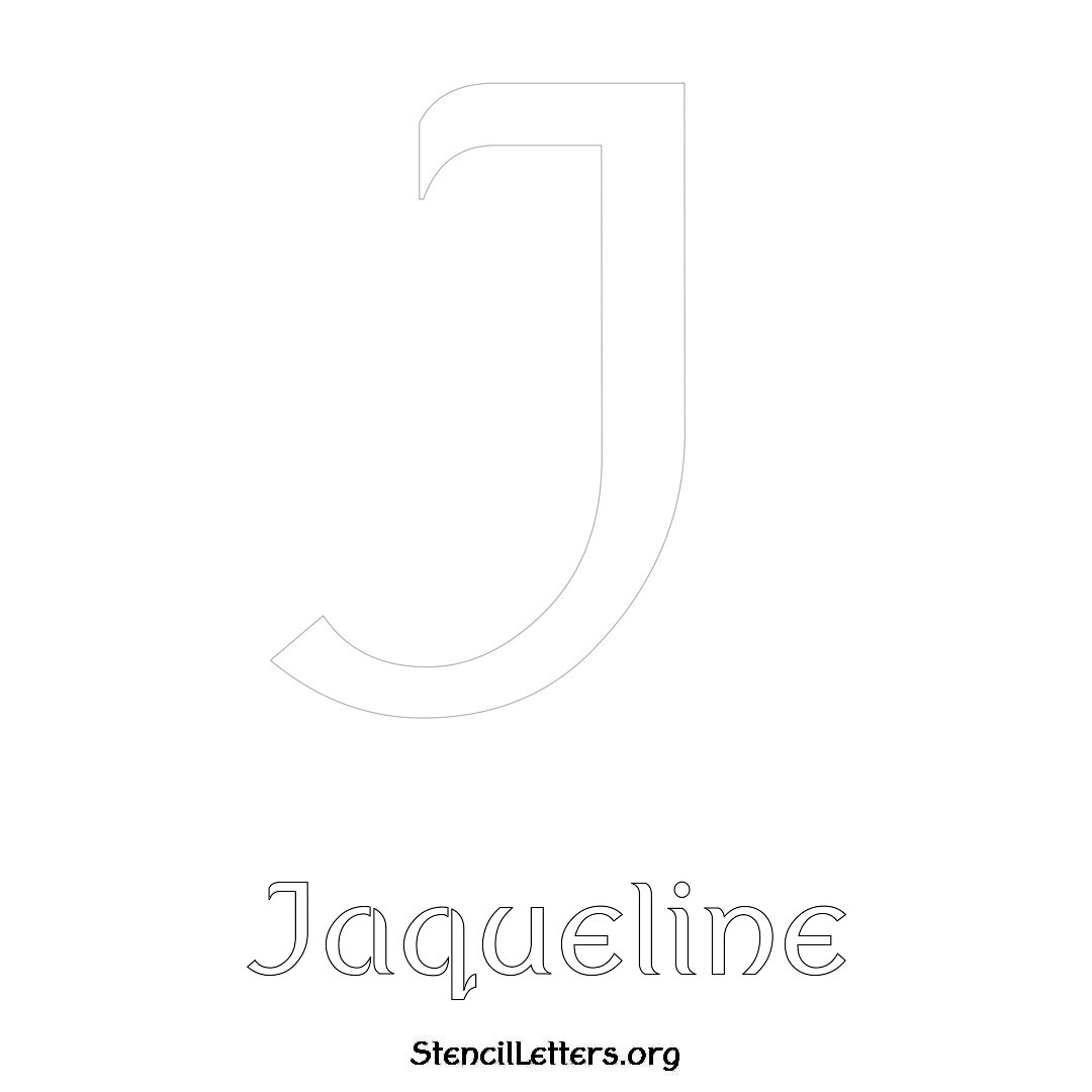 Jaqueline printable name initial stencil in Ancient Lettering