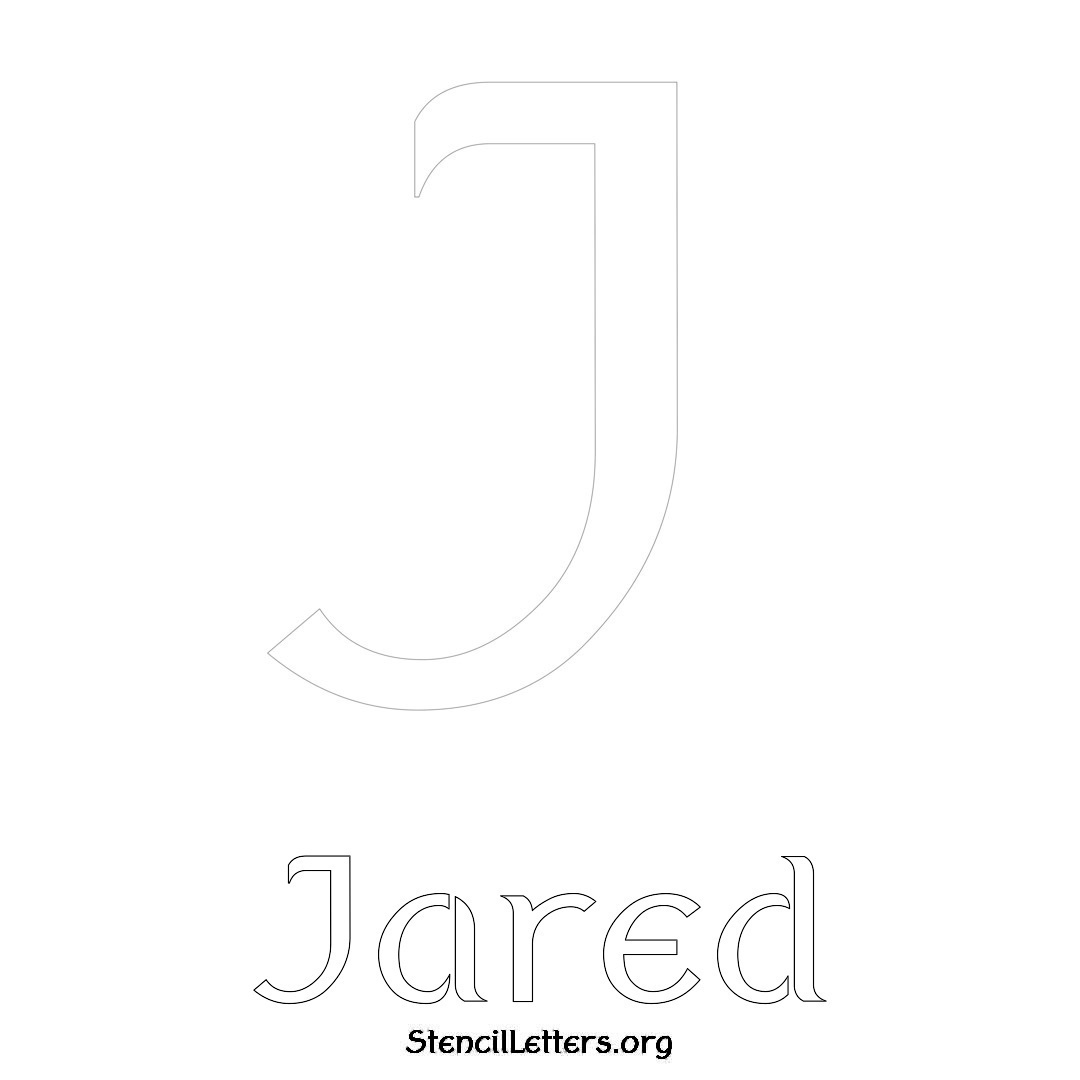 Jared printable name initial stencil in Ancient Lettering