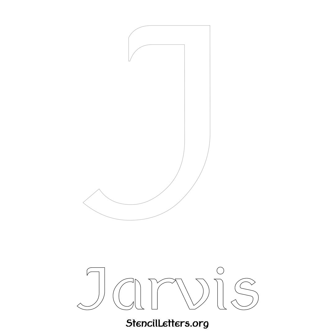 Jarvis printable name initial stencil in Ancient Lettering