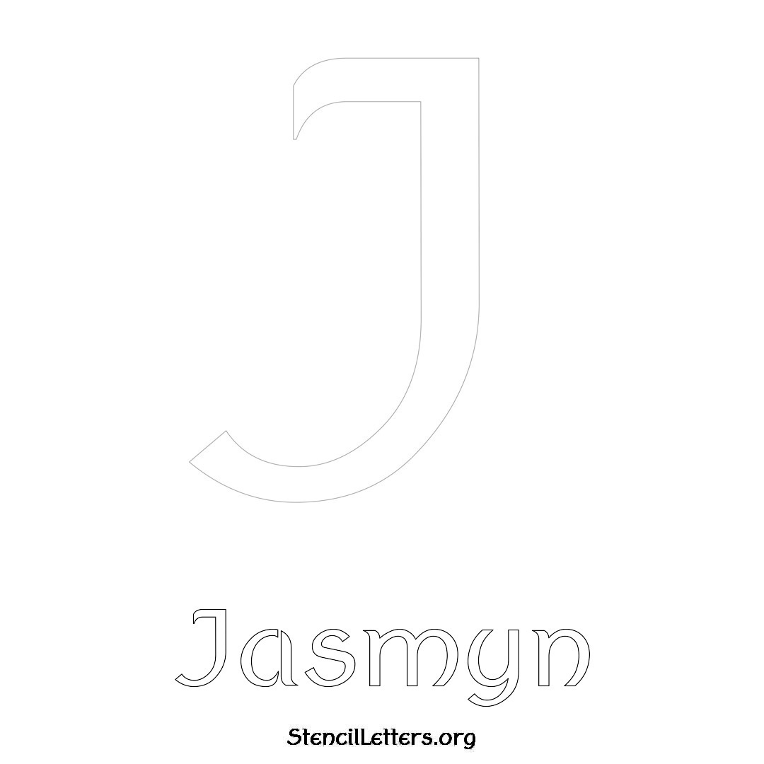 Jasmyn printable name initial stencil in Ancient Lettering