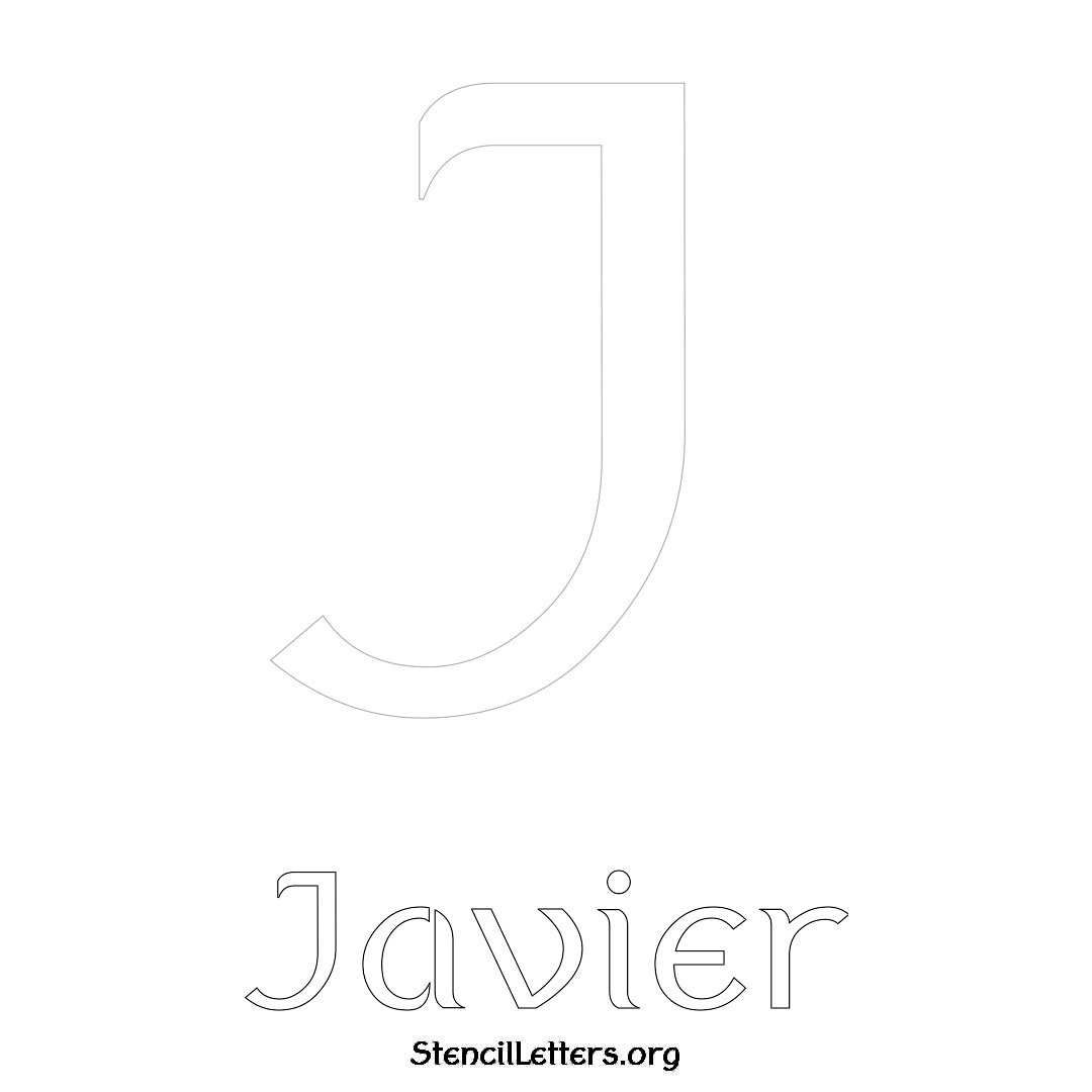 Javier printable name initial stencil in Ancient Lettering