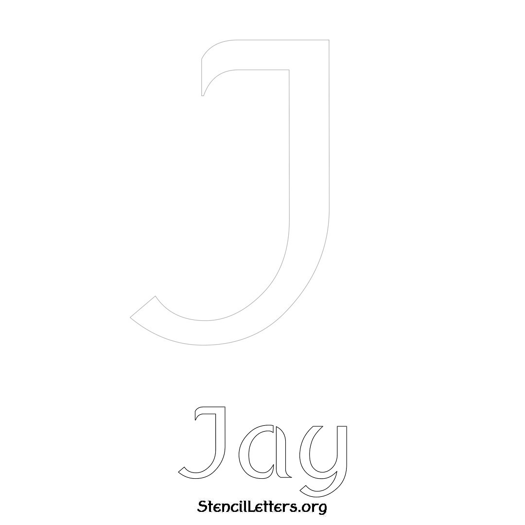 Jay printable name initial stencil in Ancient Lettering