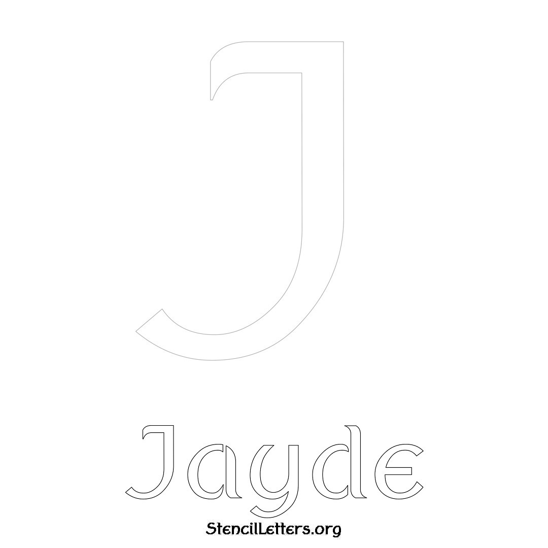 Jayde printable name initial stencil in Ancient Lettering