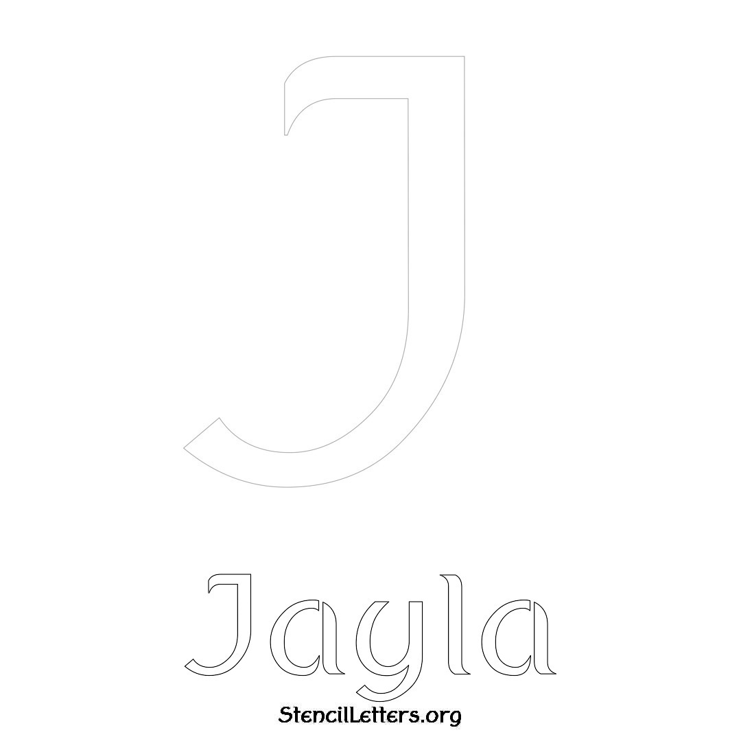 Jayla printable name initial stencil in Ancient Lettering