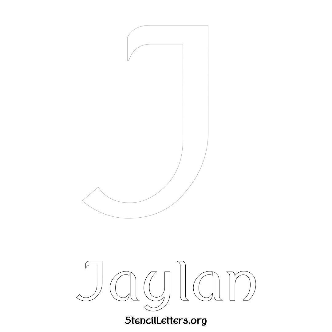 Jaylan printable name initial stencil in Ancient Lettering
