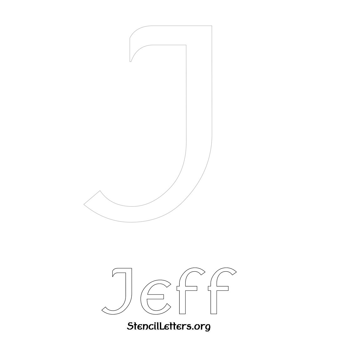 Jeff printable name initial stencil in Ancient Lettering