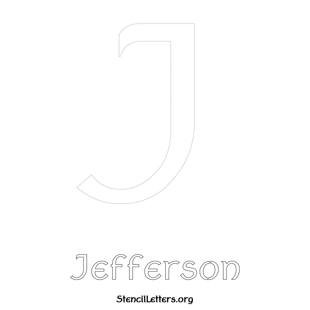 Jefferson printable name initial stencil in Ancient Lettering