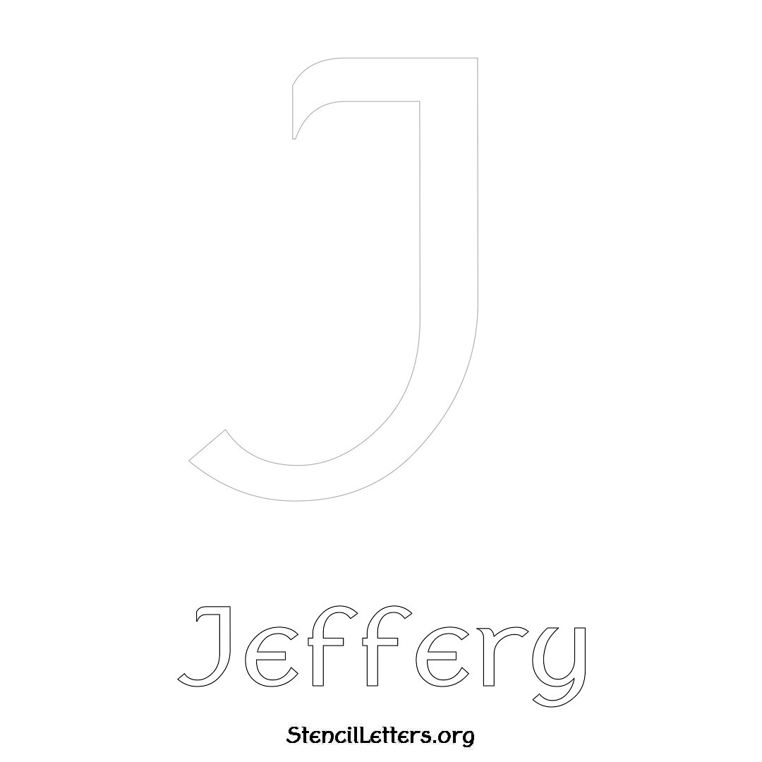 Jeffery printable name initial stencil in Ancient Lettering
