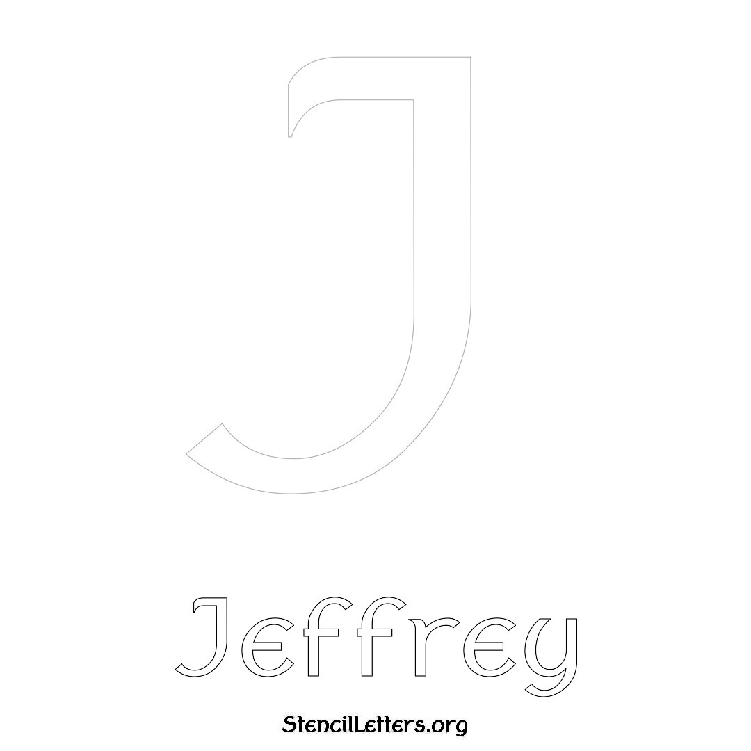 Jeffrey printable name initial stencil in Ancient Lettering