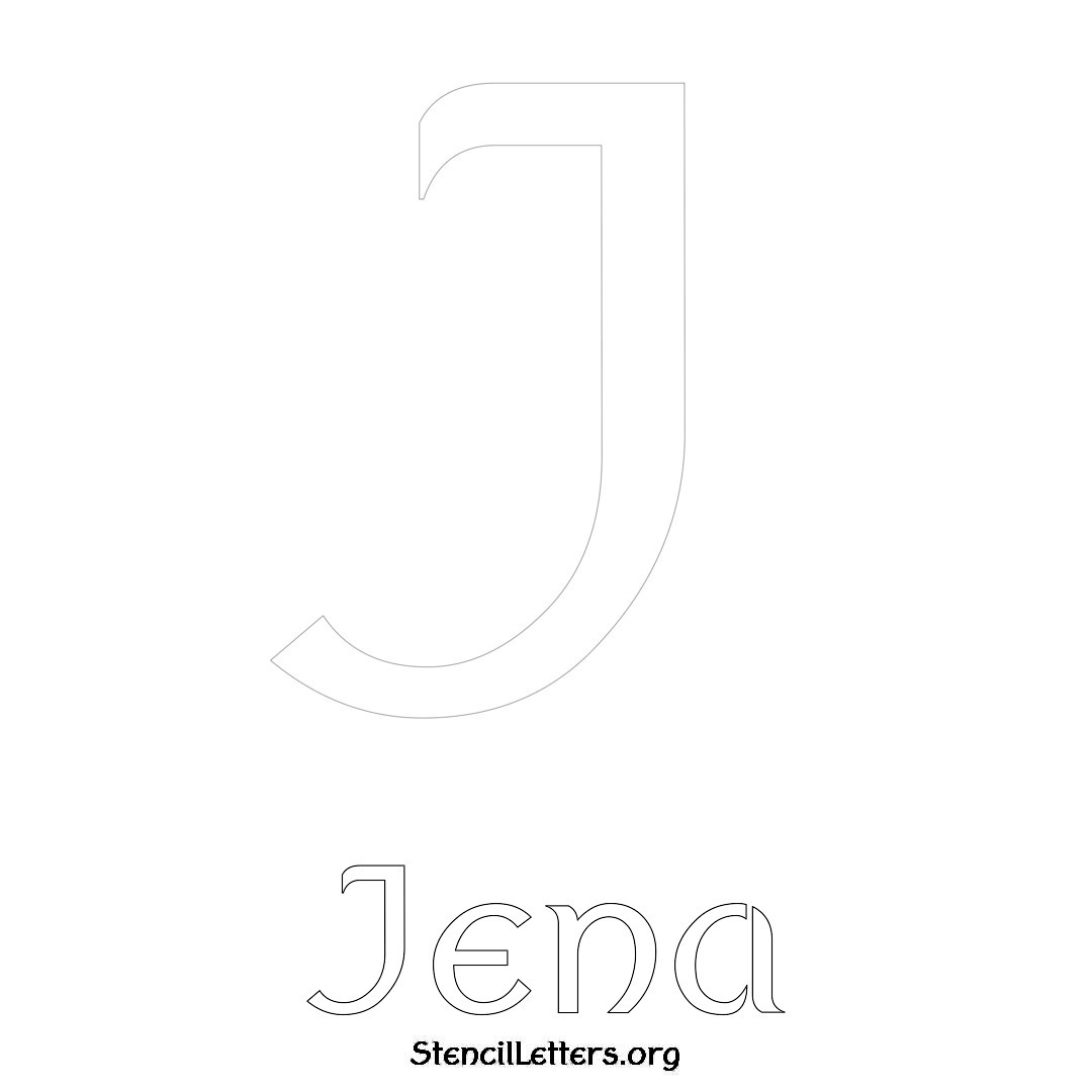 Jena printable name initial stencil in Ancient Lettering