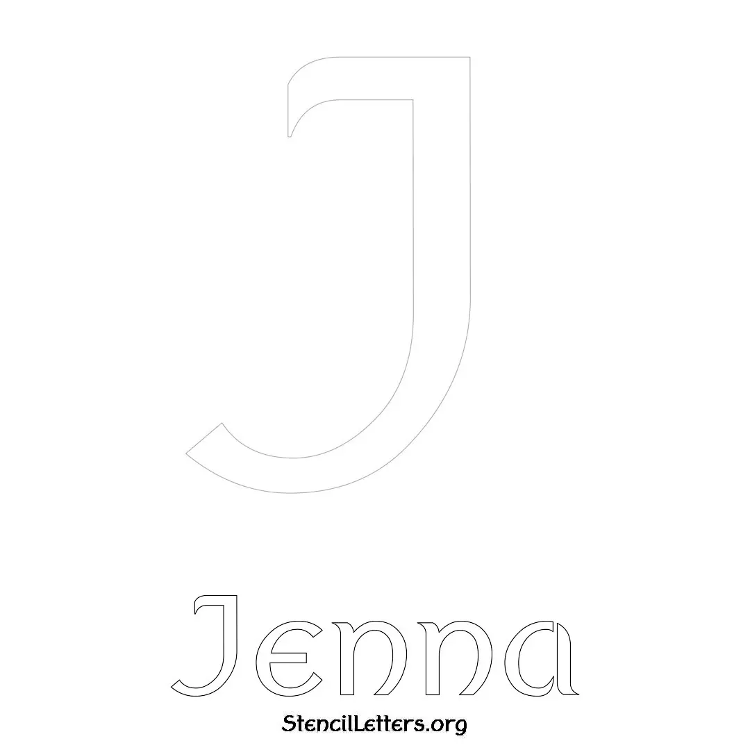 Jenna Free Printable Name Stencils with 6 Unique Typography Styles and Lettering Bridges
