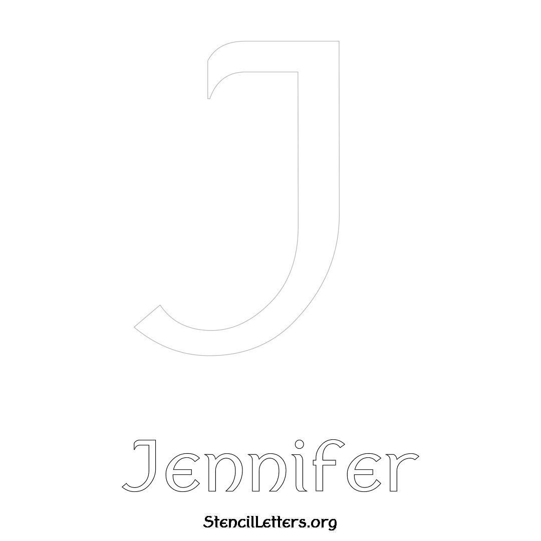 Jennifer printable name initial stencil in Ancient Lettering