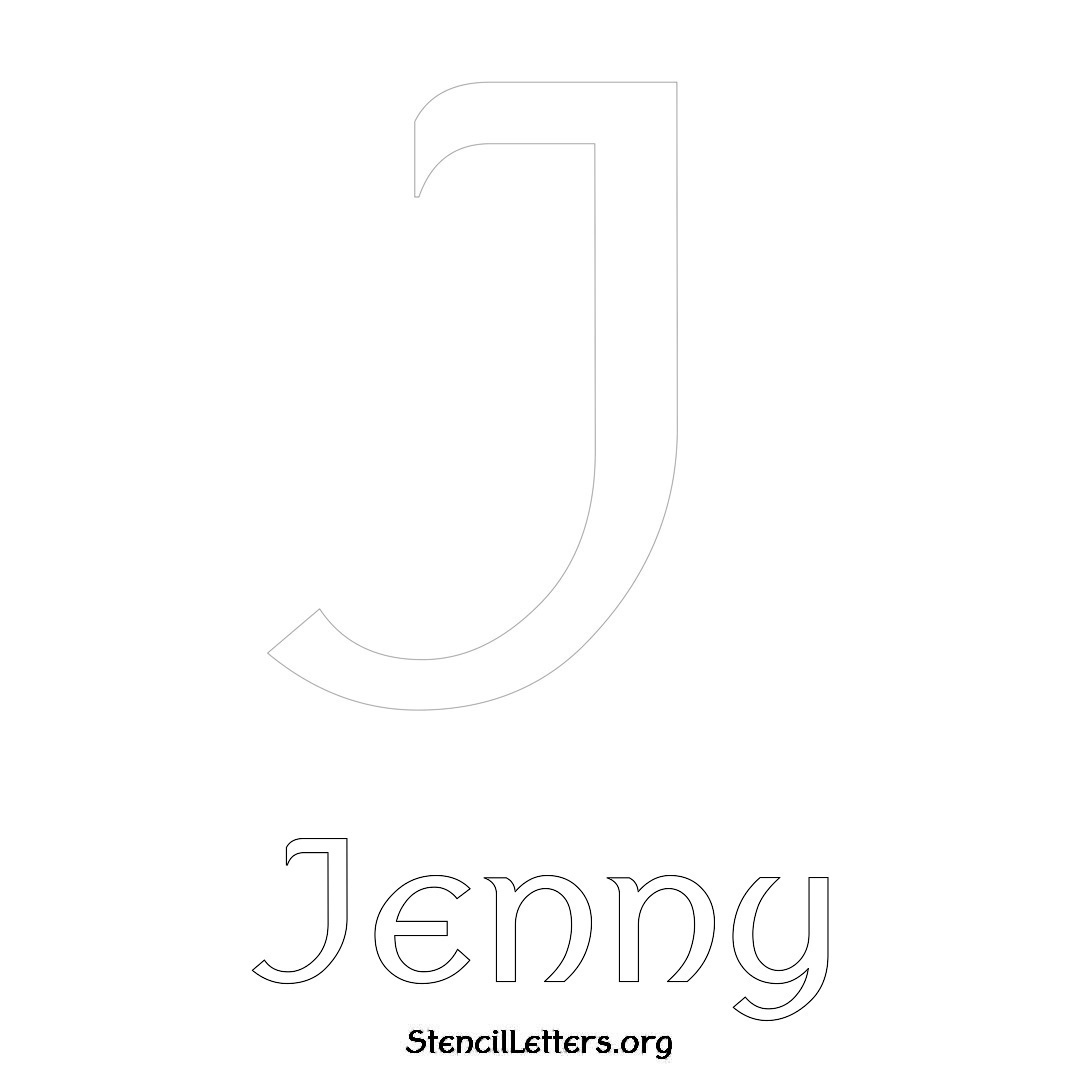 Jenny printable name initial stencil in Ancient Lettering