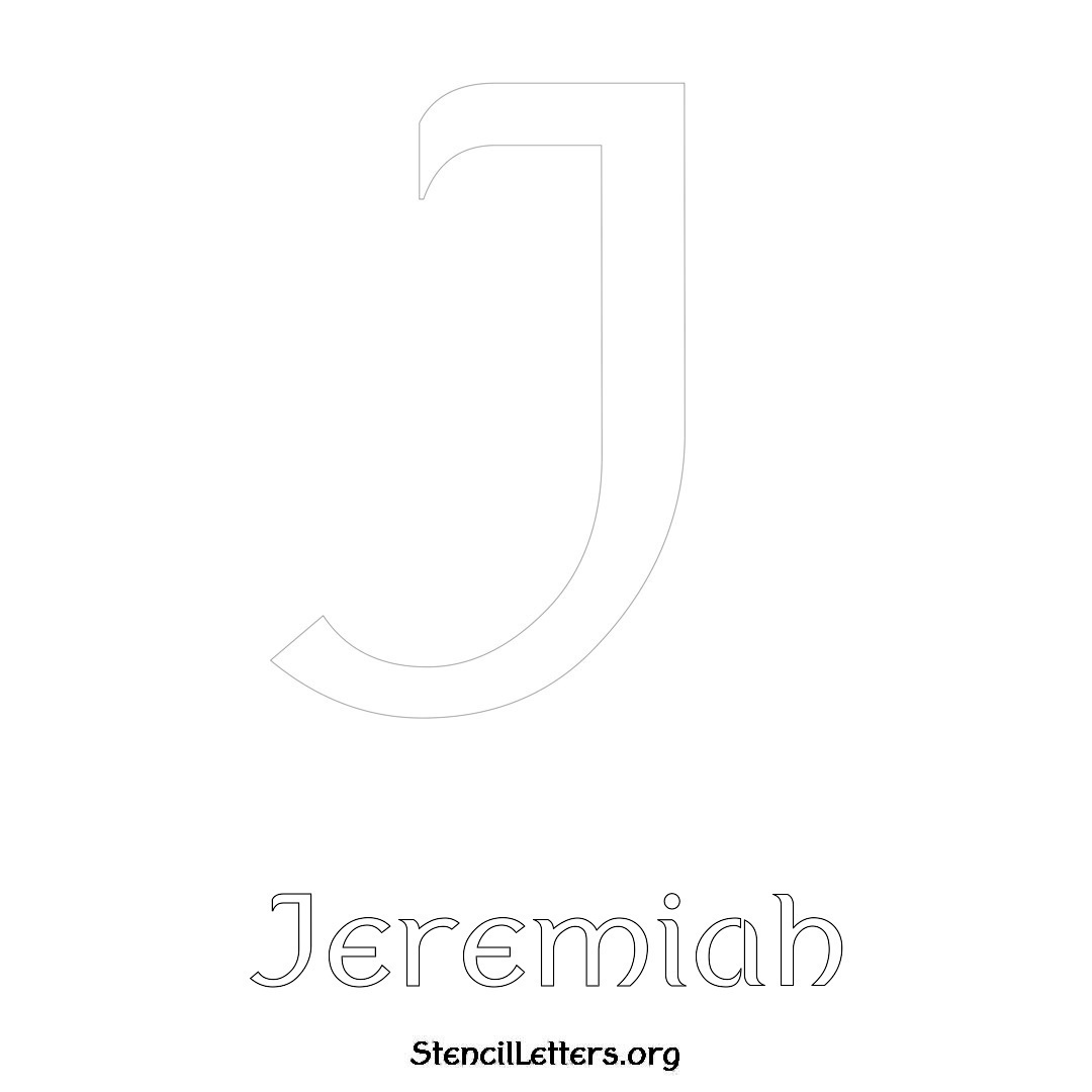 Jeremiah printable name initial stencil in Ancient Lettering