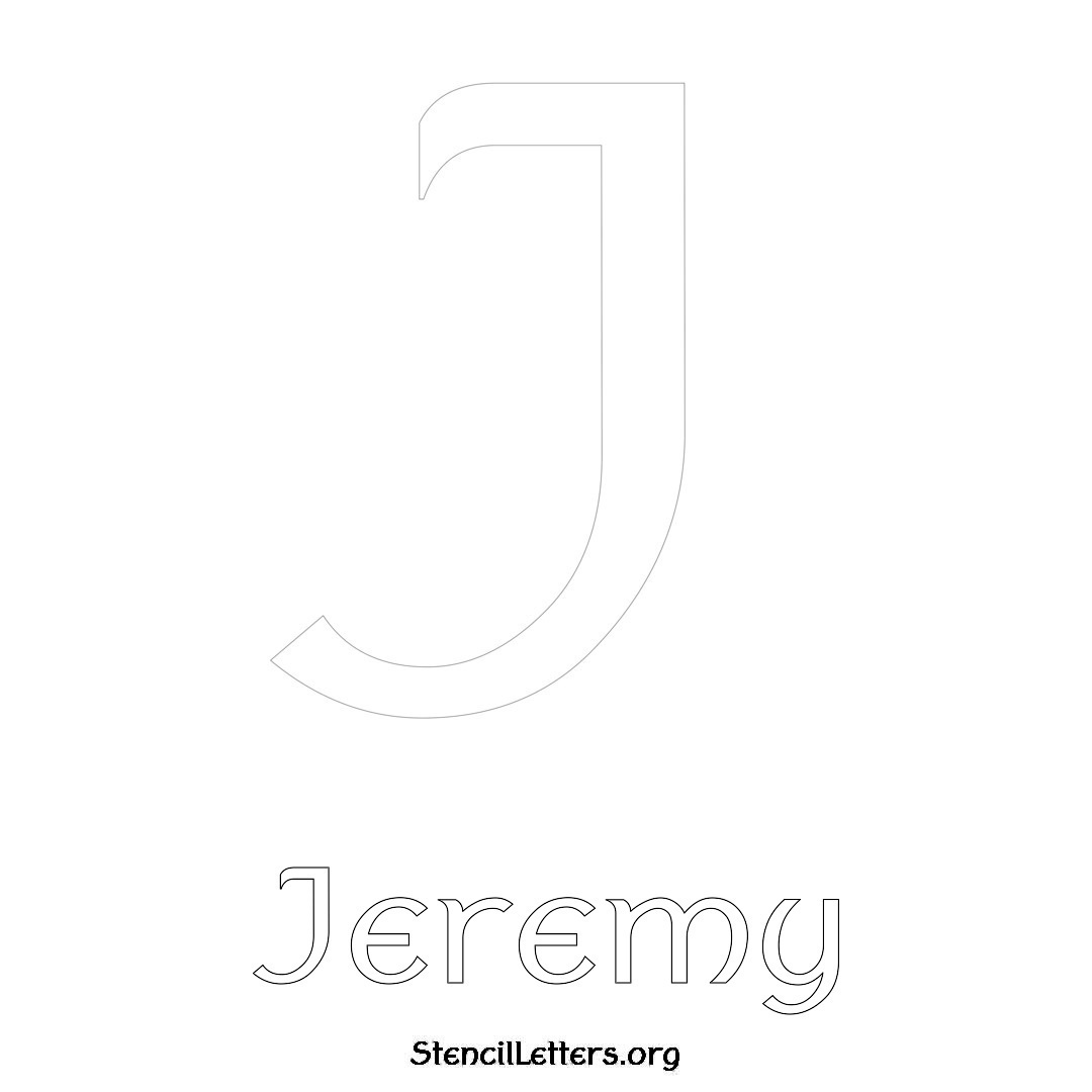 Jeremy printable name initial stencil in Ancient Lettering