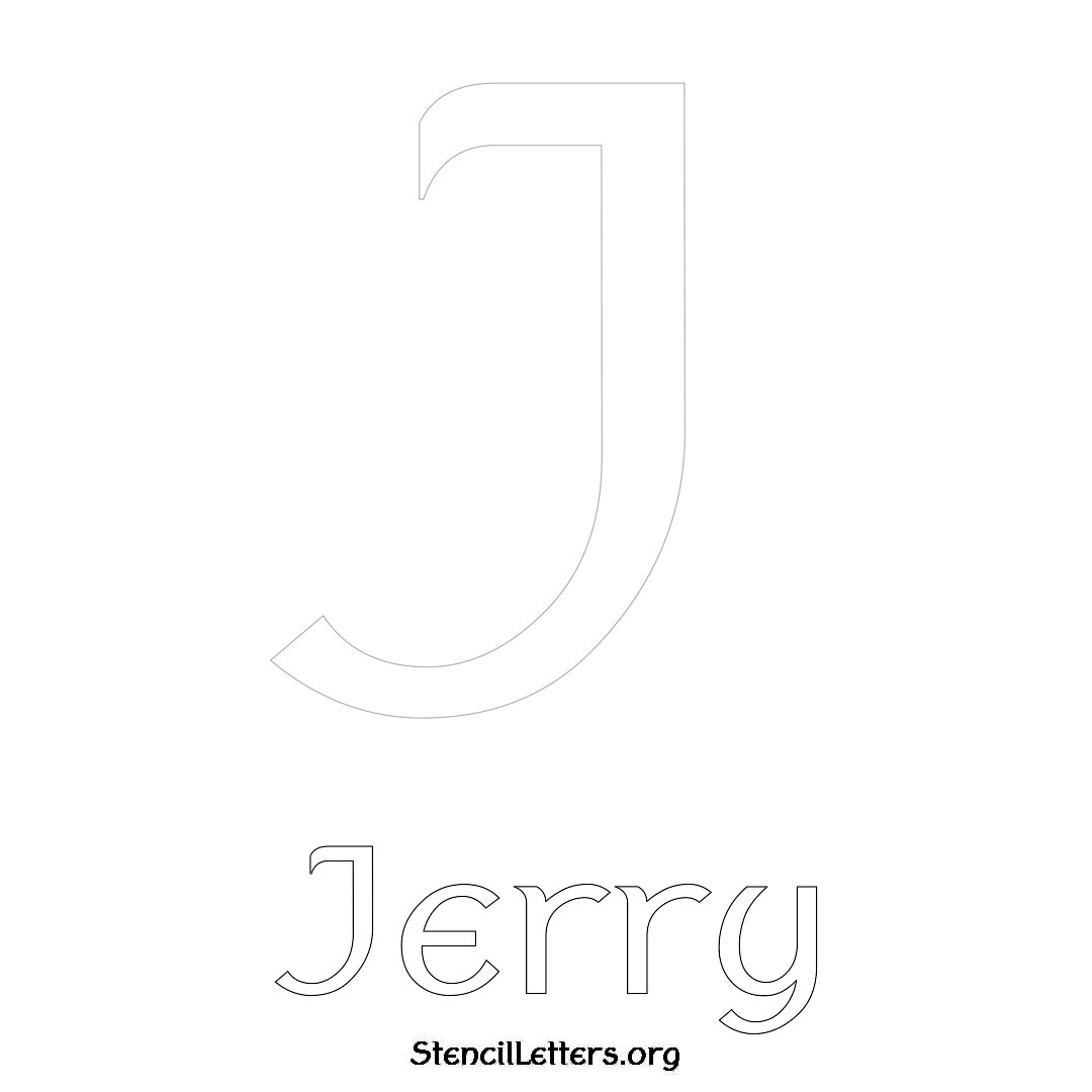 Jerry printable name initial stencil in Ancient Lettering