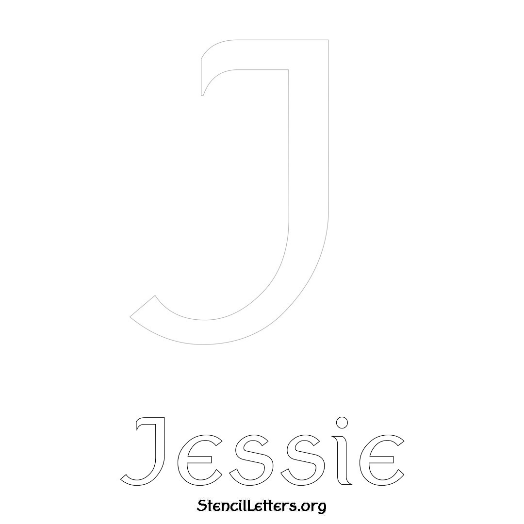 Jessie printable name initial stencil in Ancient Lettering