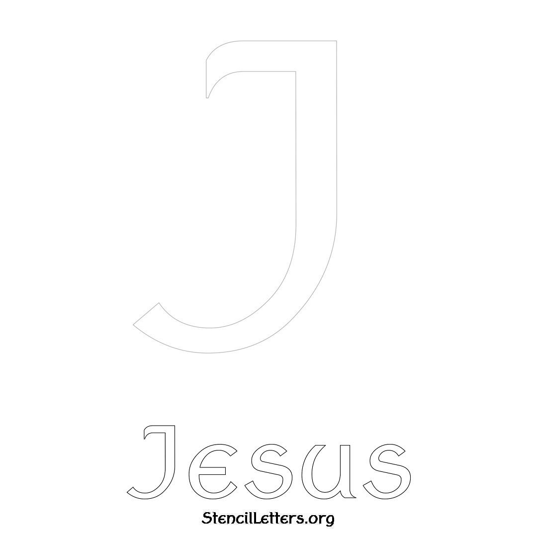 Jesus printable name initial stencil in Ancient Lettering
