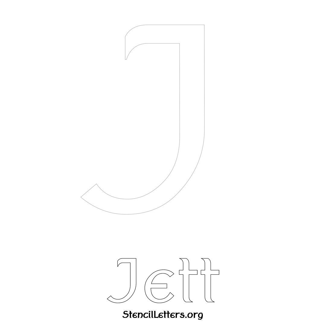 Jett printable name initial stencil in Ancient Lettering