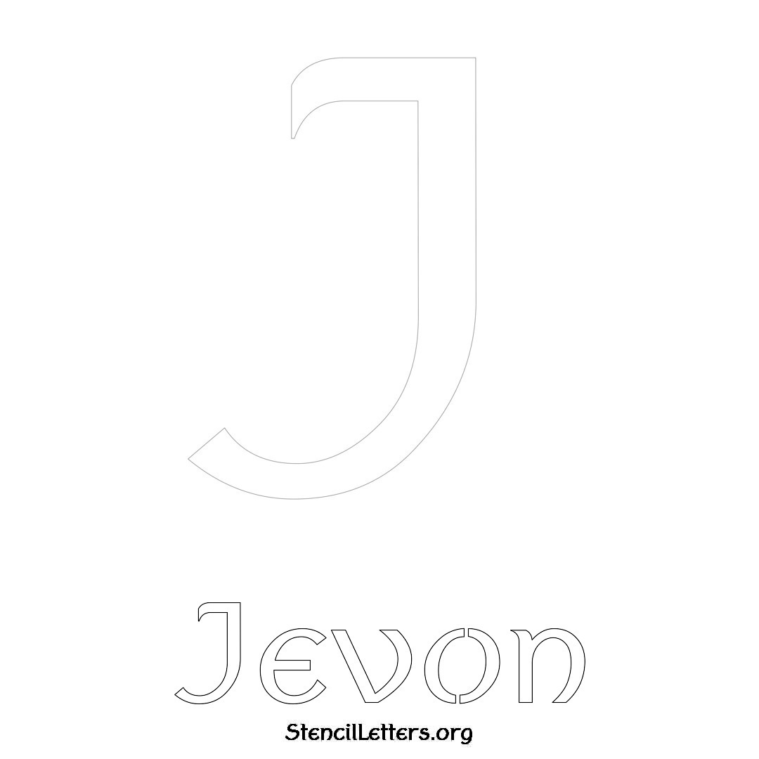 Jevon printable name initial stencil in Ancient Lettering