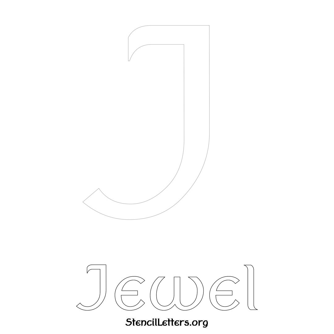 Jewel printable name initial stencil in Ancient Lettering