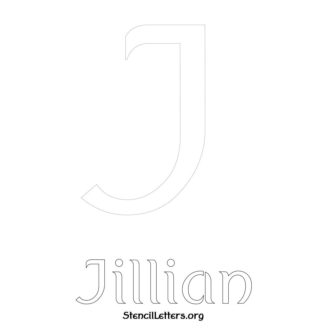 Jillian printable name initial stencil in Ancient Lettering