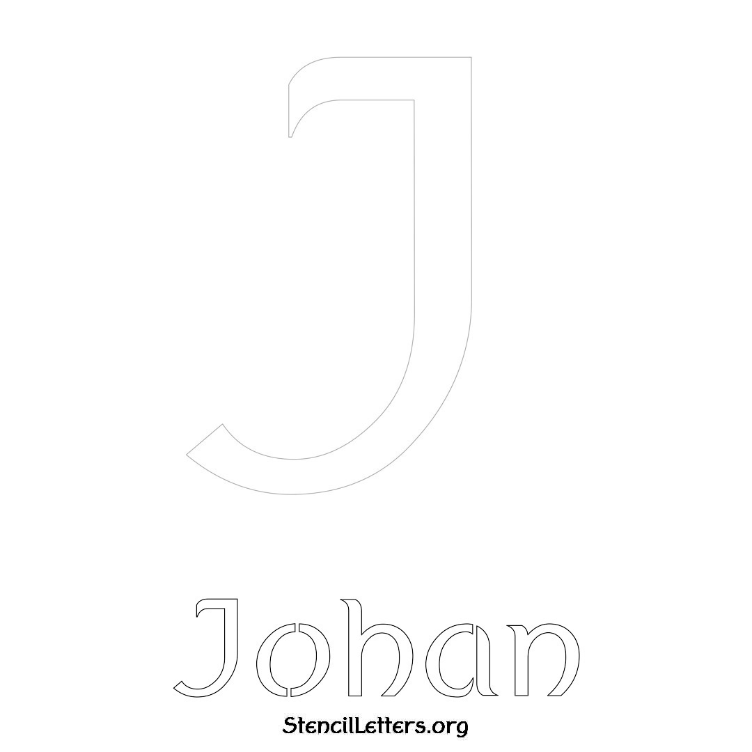 Johan printable name initial stencil in Ancient Lettering