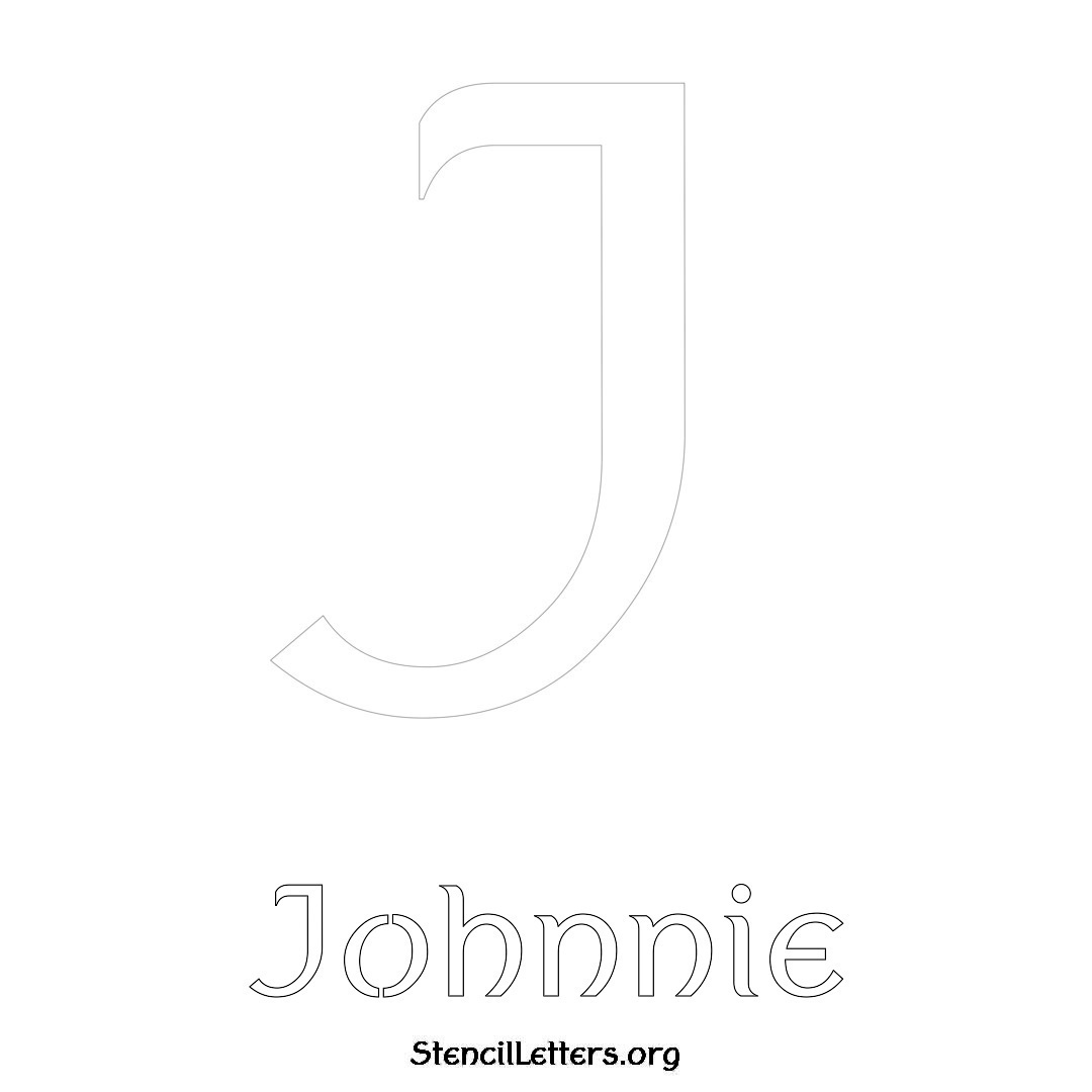 Johnnie printable name initial stencil in Ancient Lettering