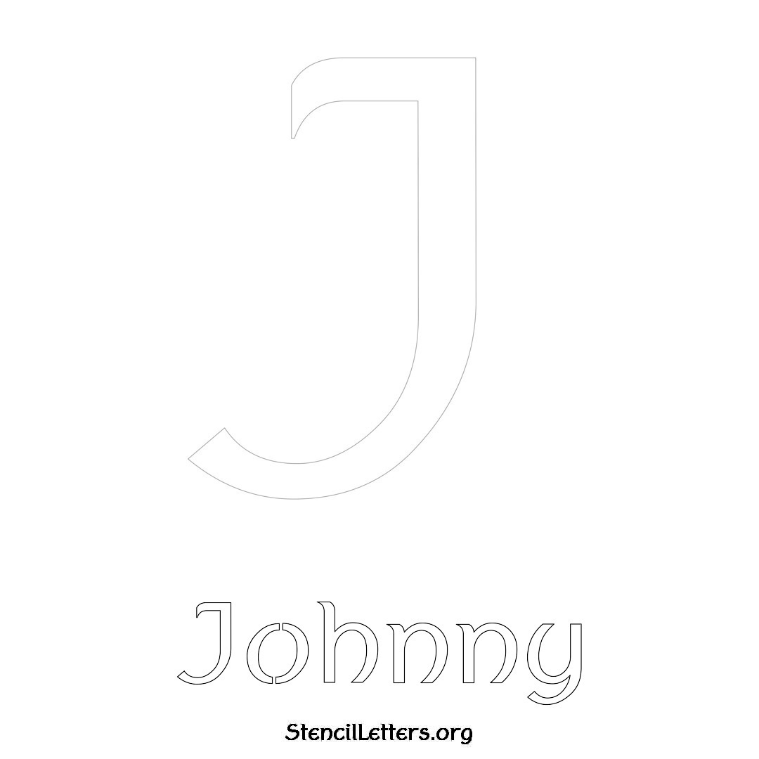 Johnny printable name initial stencil in Ancient Lettering