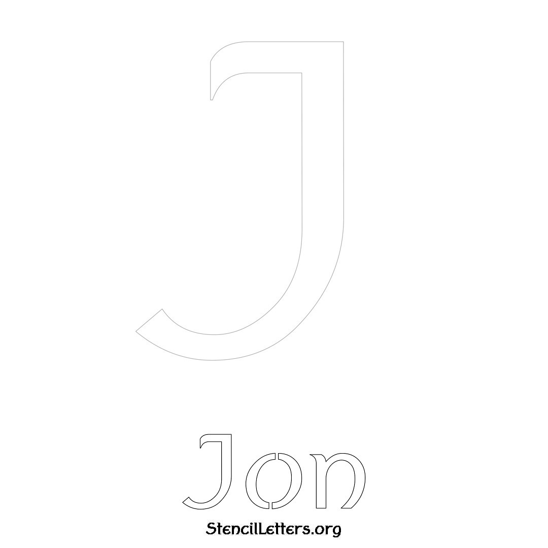 Jon printable name initial stencil in Ancient Lettering