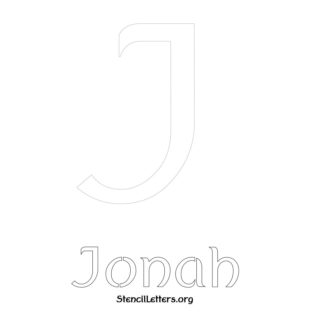 Jonah printable name initial stencil in Ancient Lettering