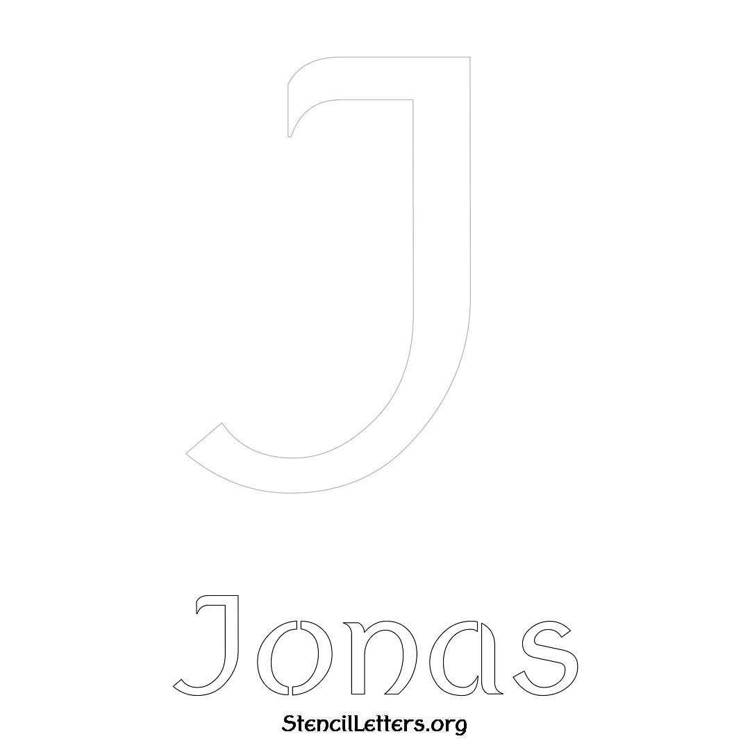 Jonas printable name initial stencil in Ancient Lettering