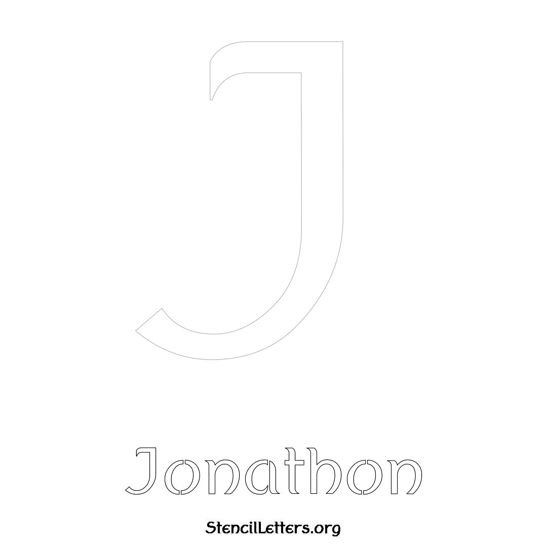 Jonathon printable name initial stencil in Ancient Lettering