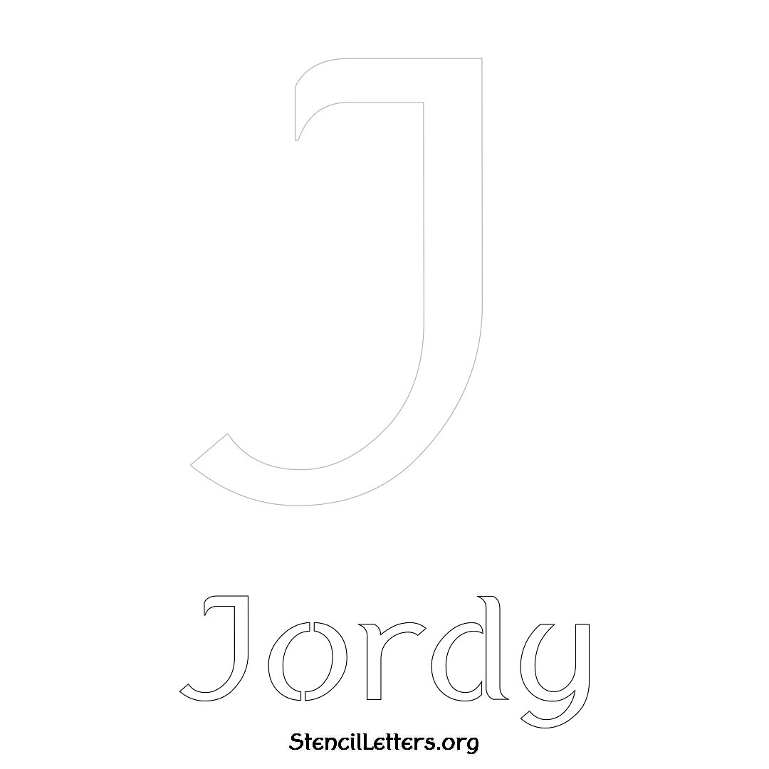 Jordy printable name initial stencil in Ancient Lettering