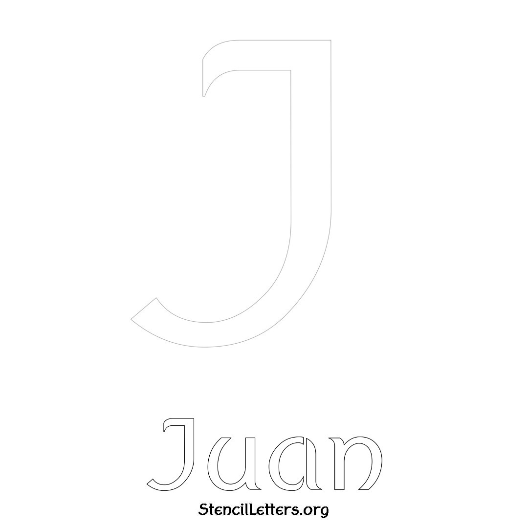 Juan printable name initial stencil in Ancient Lettering