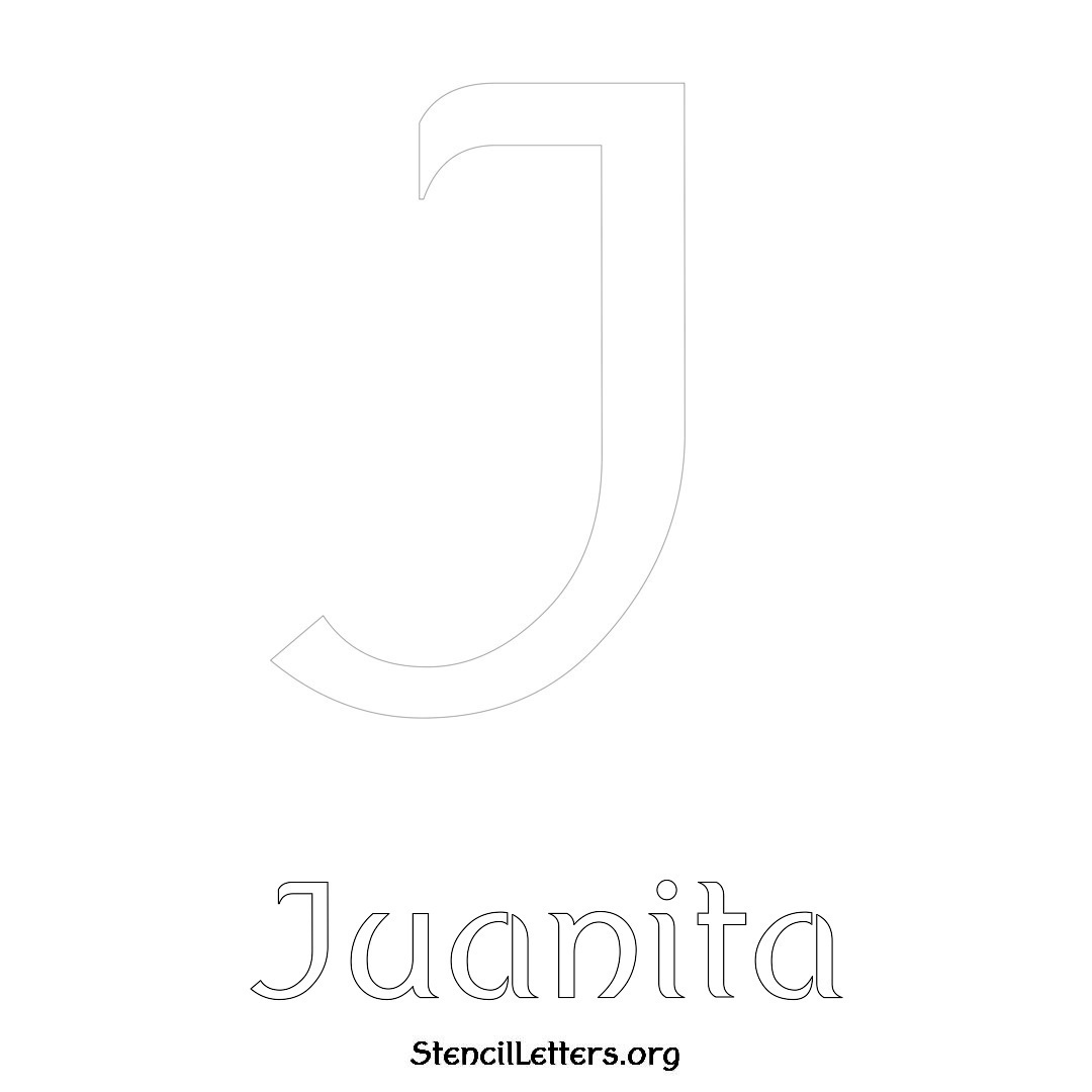 Juanita printable name initial stencil in Ancient Lettering