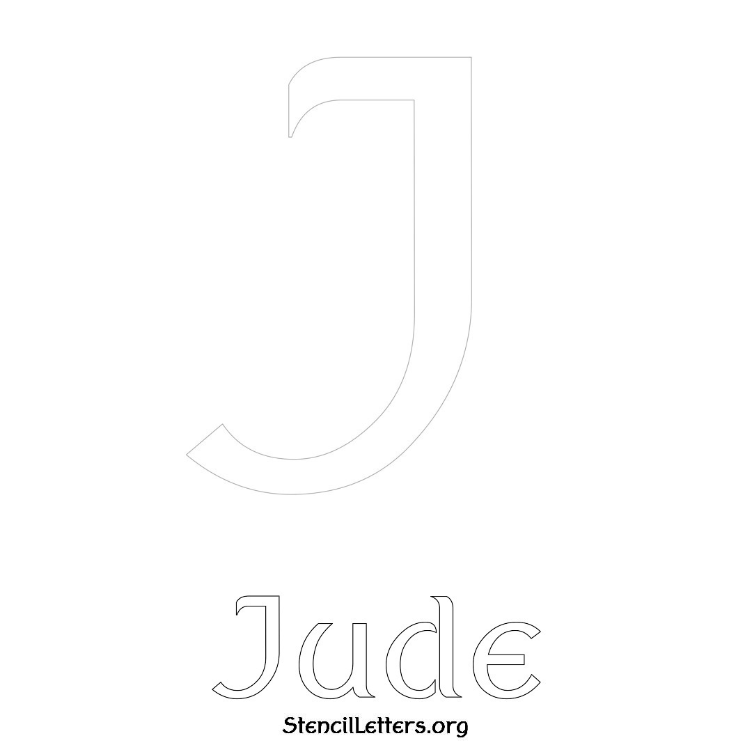 Jude printable name initial stencil in Ancient Lettering