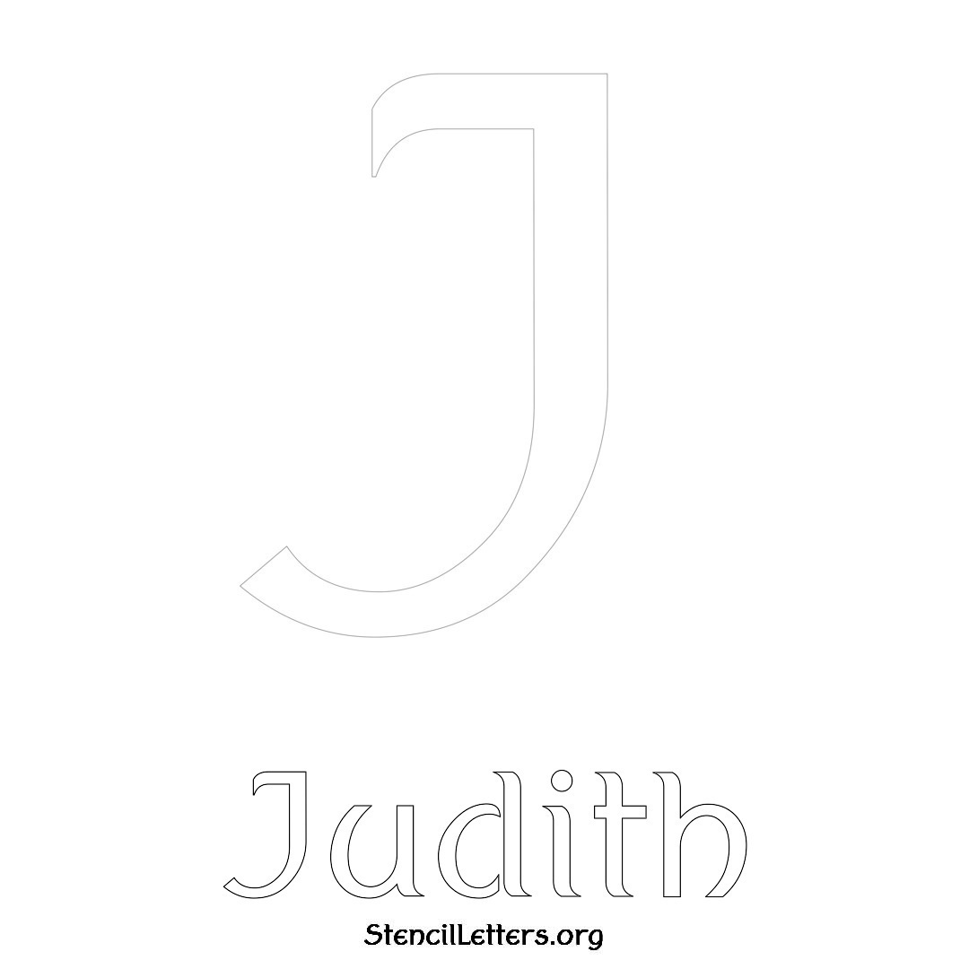 Judith printable name initial stencil in Ancient Lettering